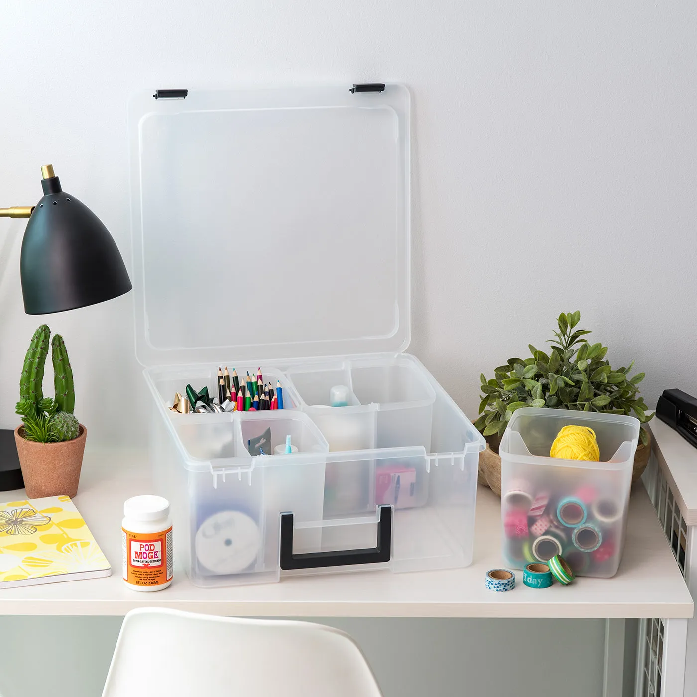 Divided Craft Bin, Clear