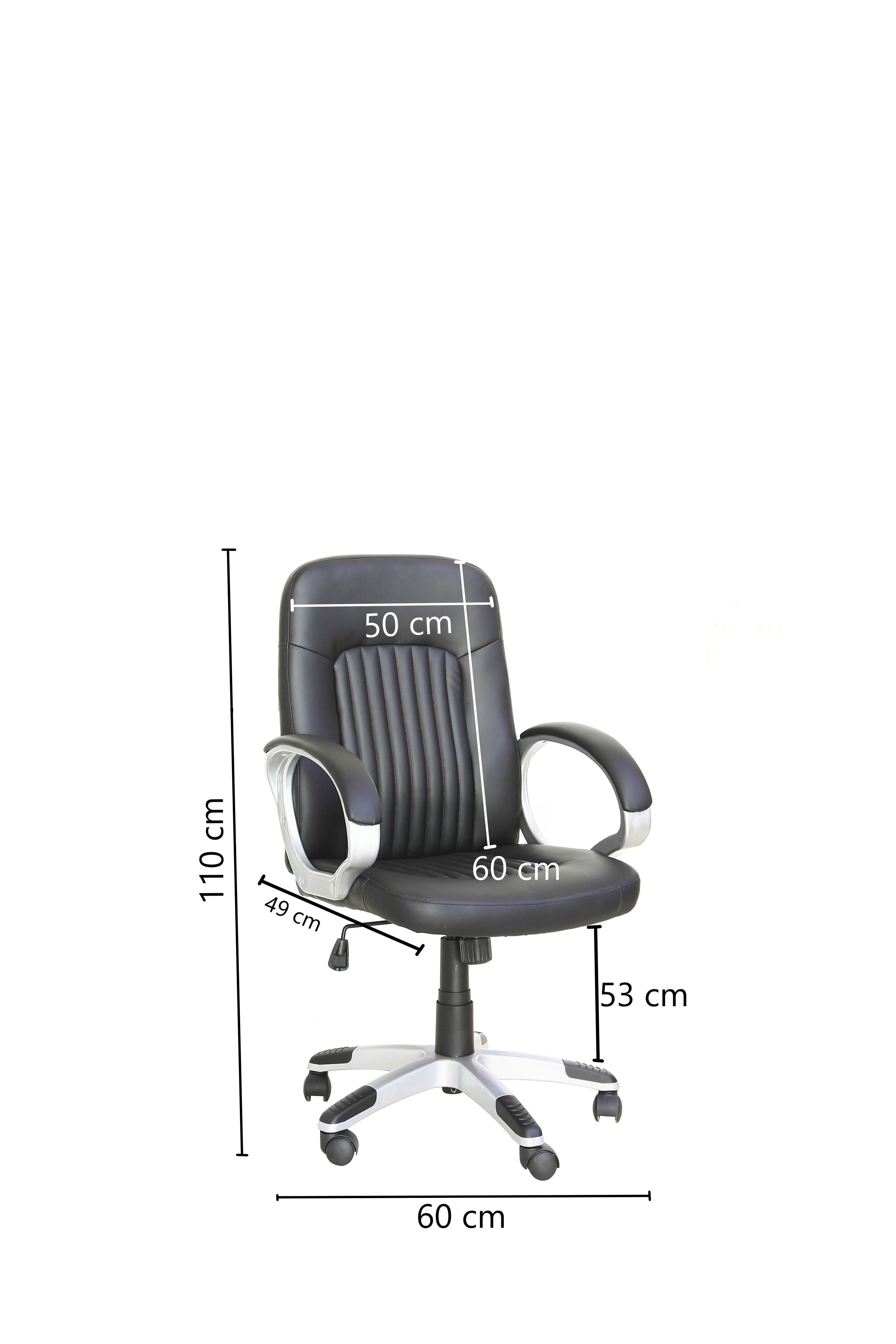 Ergonomic Office Chair Computer Desk Chair PU Leather Smooth Lumbar Support with Adjustable Height-Black 1234H