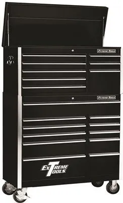 Extreme Tools Ex Standard Series 41 In. 8-Drawer Top Chest And 11-Drawer Roller Cabinet Combo' Black