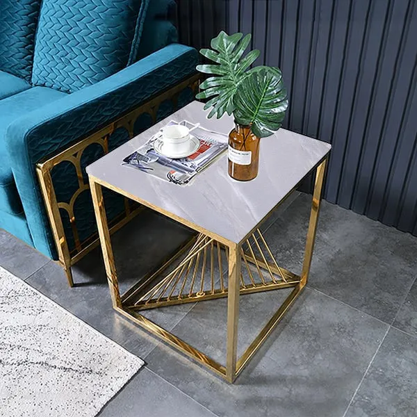 FINLEY Natural Marble End Table