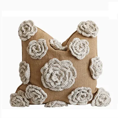 Flower Crochet Throw Cushion Cover