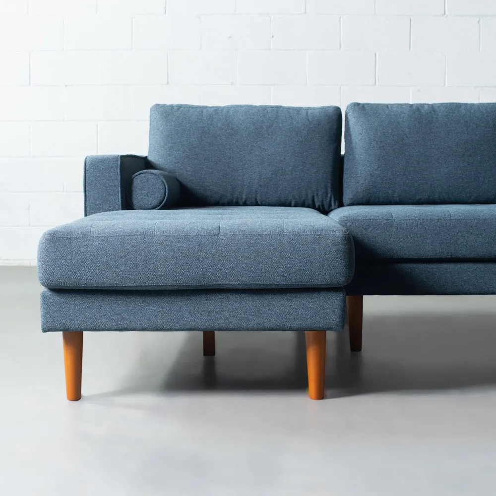 Blue Fabric Sectional Sofa with Right Chaise by FONDA