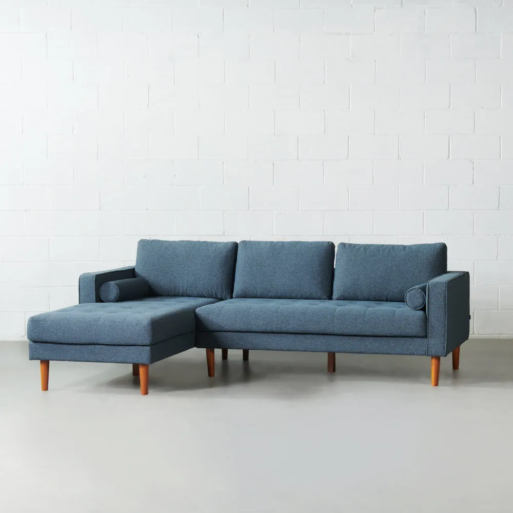 Blue Fabric Sectional Sofa with Right Chaise by FONDA