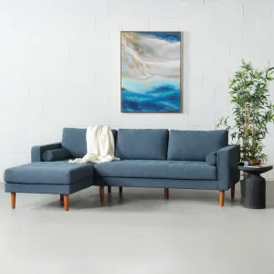 Blue Fabric Sectional Sofa with Right Chaise by FONDA