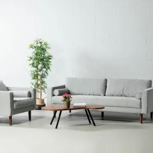 FONDA - Grey Fabric 3-Seater Sofa