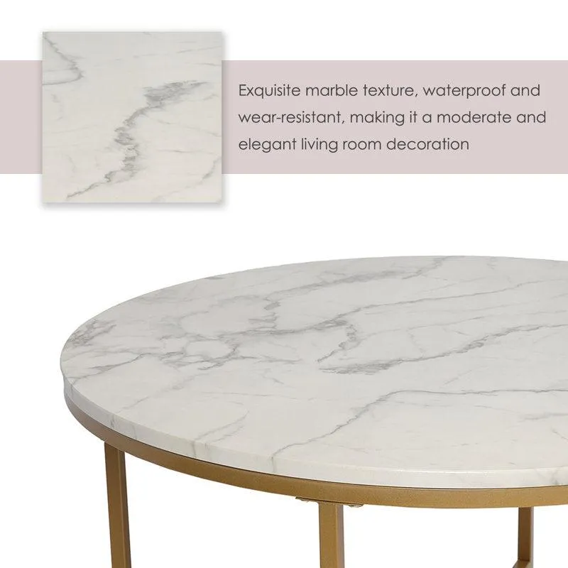 Golden Circular Cross Center Table  With Italian Nano Marble Top