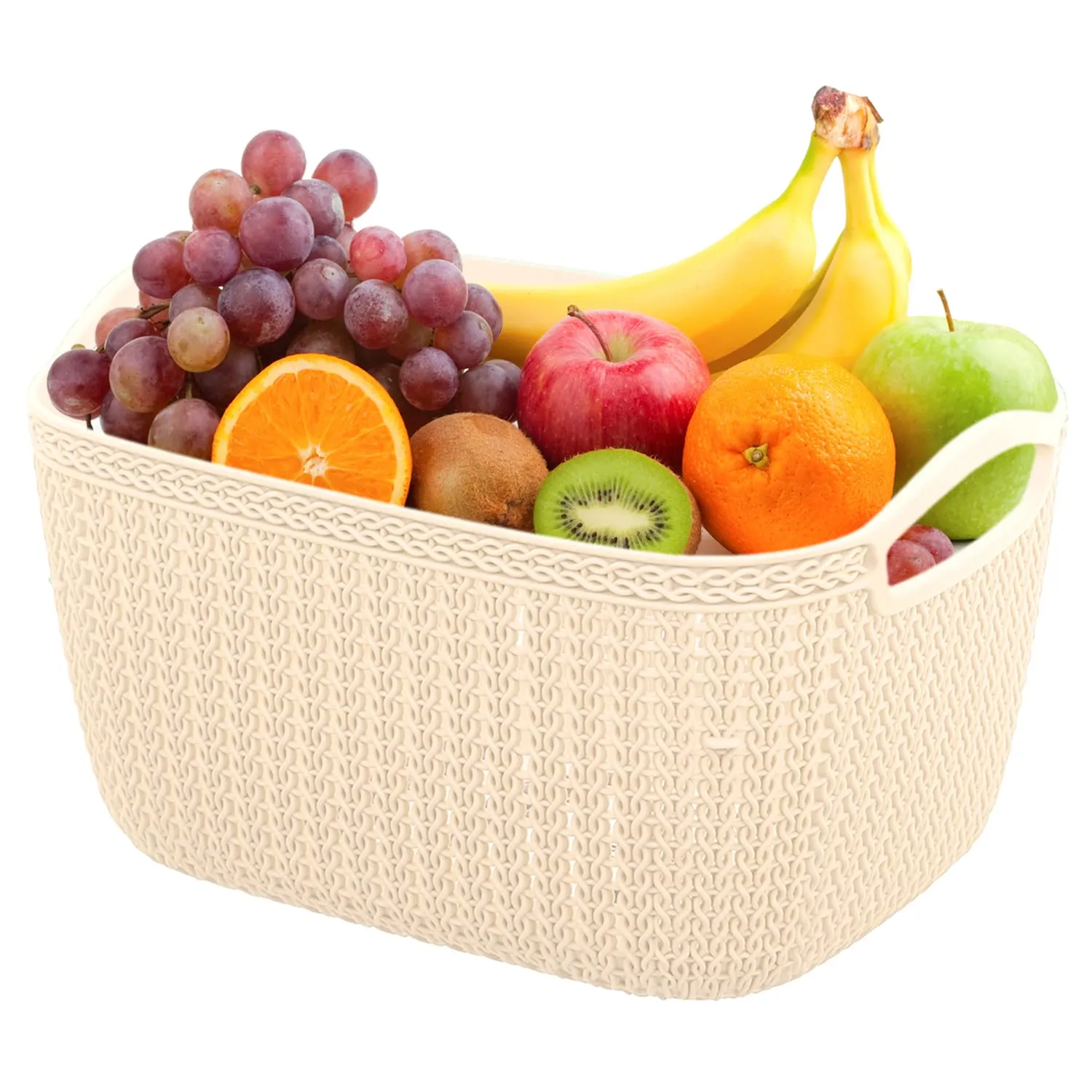 Heart Home Q-6 Designer Plastic Storage Basket For Store Fruits, Vegetables, Magazines, Cosmetics, Stationary Pack of 4 (Beach)-50HH01664