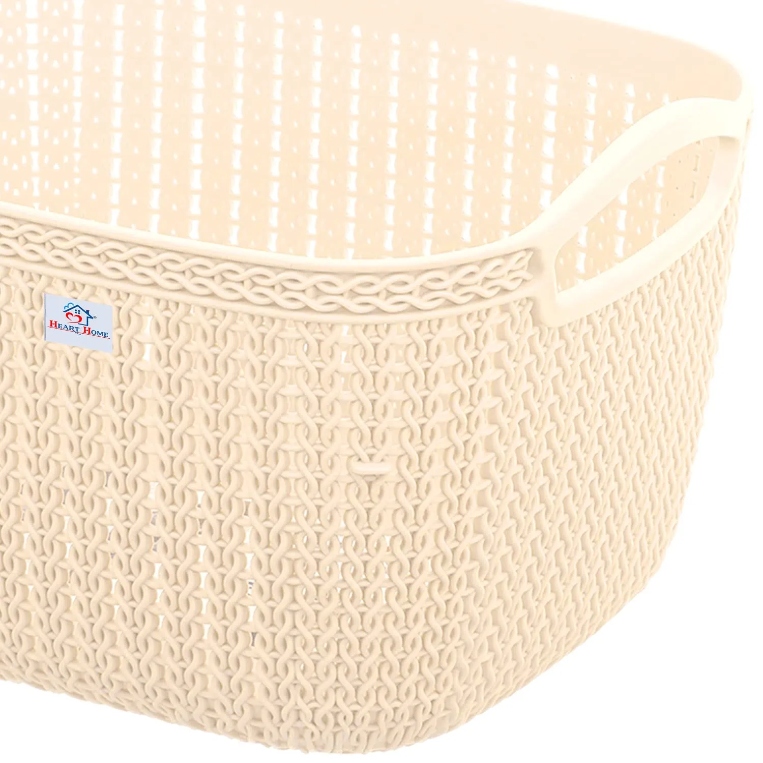 Heart Home Q-6 Designer Plastic Storage Basket For Store Fruits, Vegetables, Magazines, Cosmetics, Stationary Pack of 4 (Beach)-50HH01664