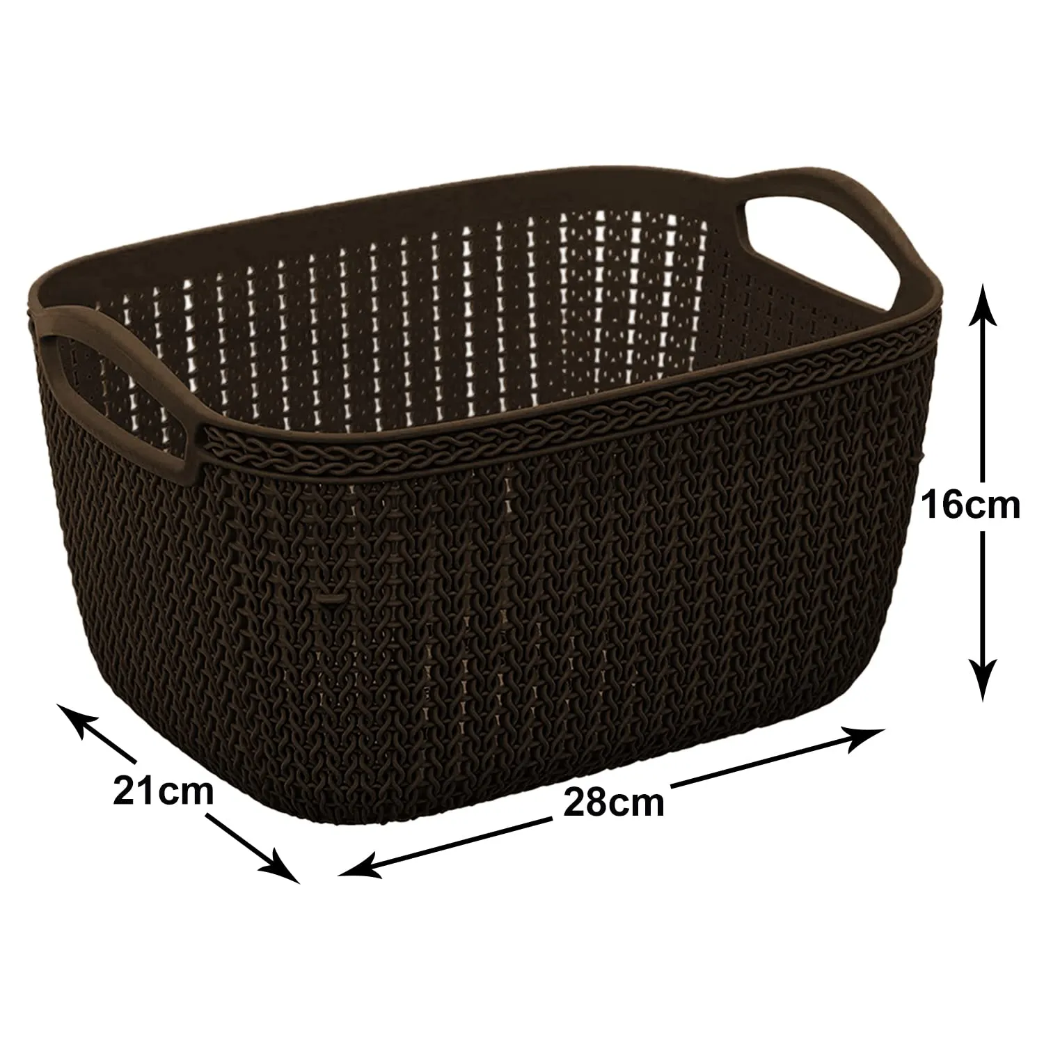 Heart Home Q-6 Multiuses Designer Unbreakable Plastic Storage Basket/Organizer/Bin For Home, Kitchen, Bathroom, Office Use Pack of 3 (Brown)-50HH01677