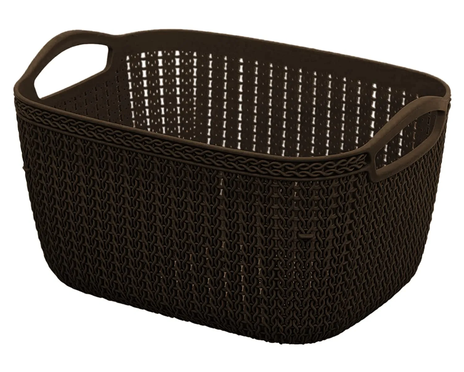 Heart Home Q-6 Multiuses Designer Unbreakable Plastic Storage Basket/Organizer/Bin For Home, Kitchen, Bathroom, Office Use Pack of 3 (Brown)-50HH01677