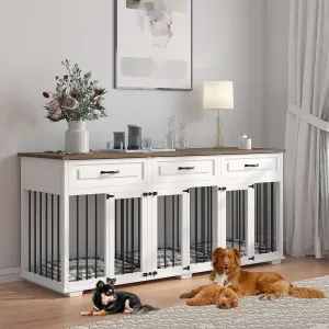 Heavy Duty Dog Crate with Room Dividers and 3 Drawers