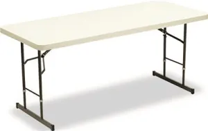 Indestructable Too Adj Hgt Resin Folding Table 72W X 30D X 25-35H Platinum