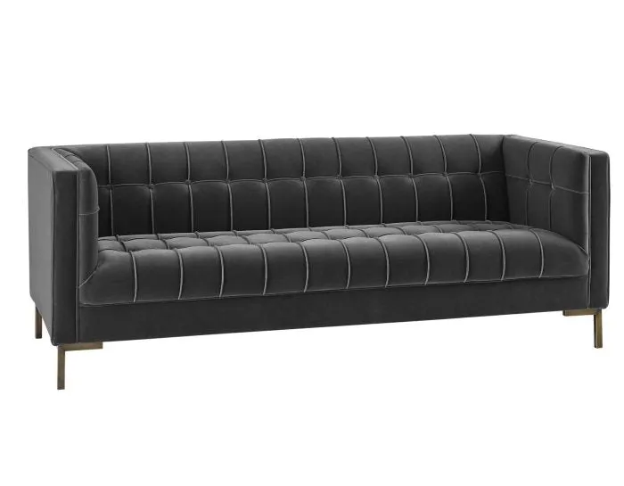 Isaac Channel Stitched Velvet Sofa