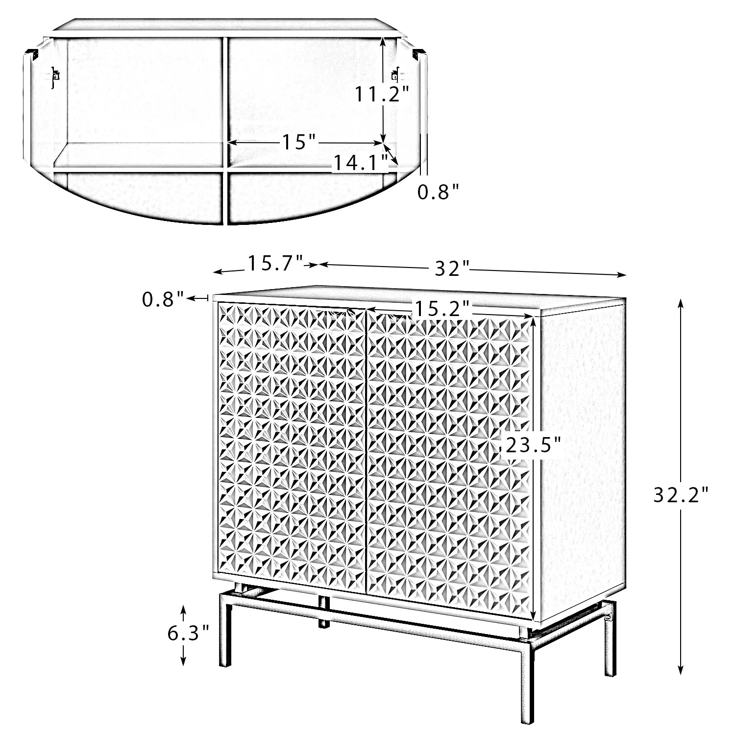 Jake 32" Tall 2-Door Accent Cabinet