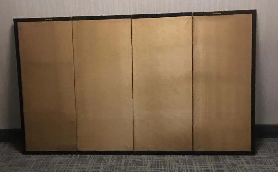 Japanese Showa Period Folding Screen with Painted Cranes