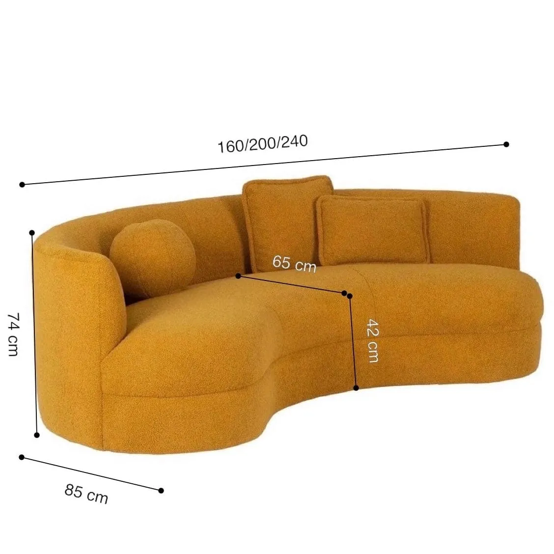 Jenna Performance Boucle Curve Sofa