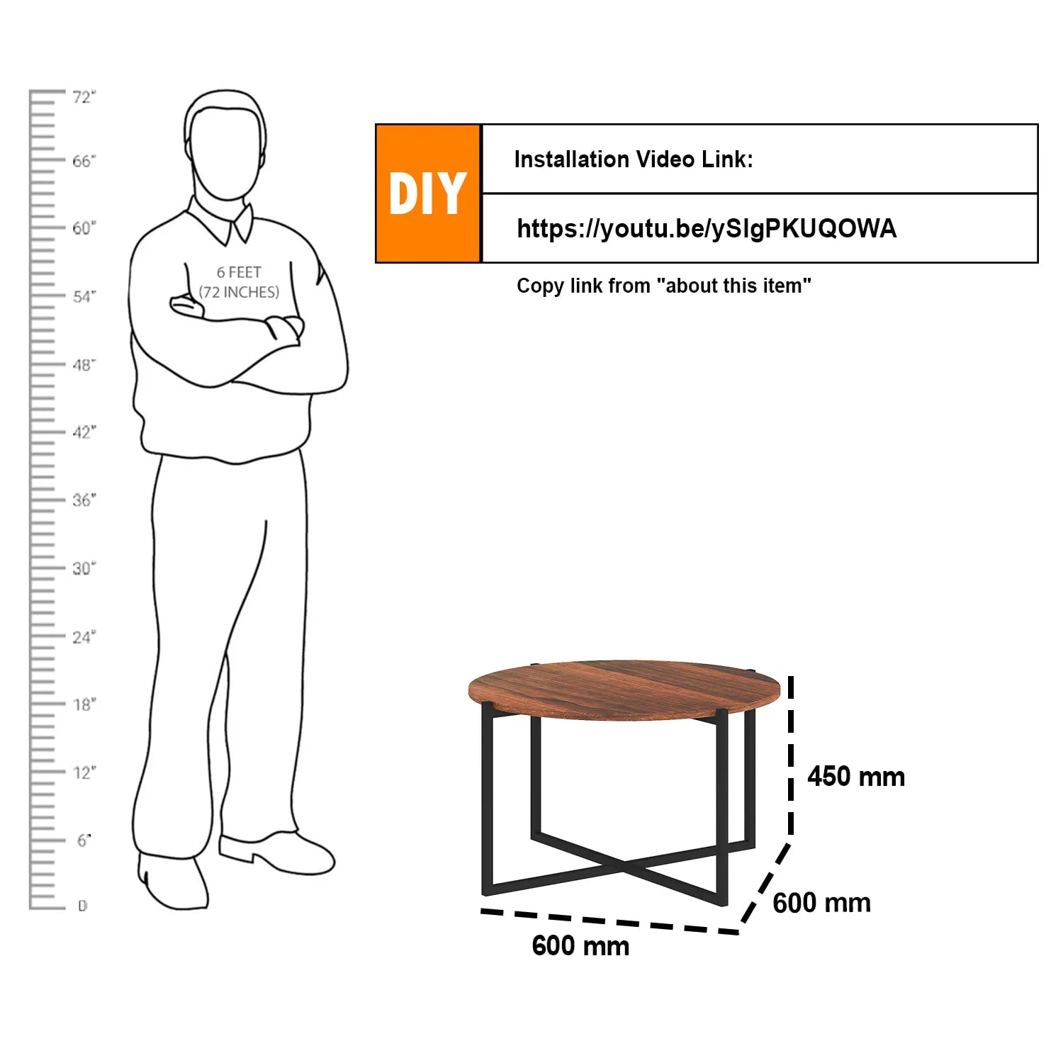 Klaxon Ava Coffee Table for Living Room/Tea Table-Teapoy Table/Center Table for Office/Hall