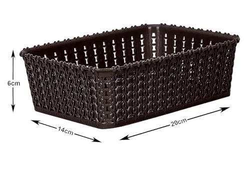 Kuber Industries Multiuses Small M 15 Plastic Tray/Basket/Organizer Without Lid (Brown) -46KKM0109, Standard