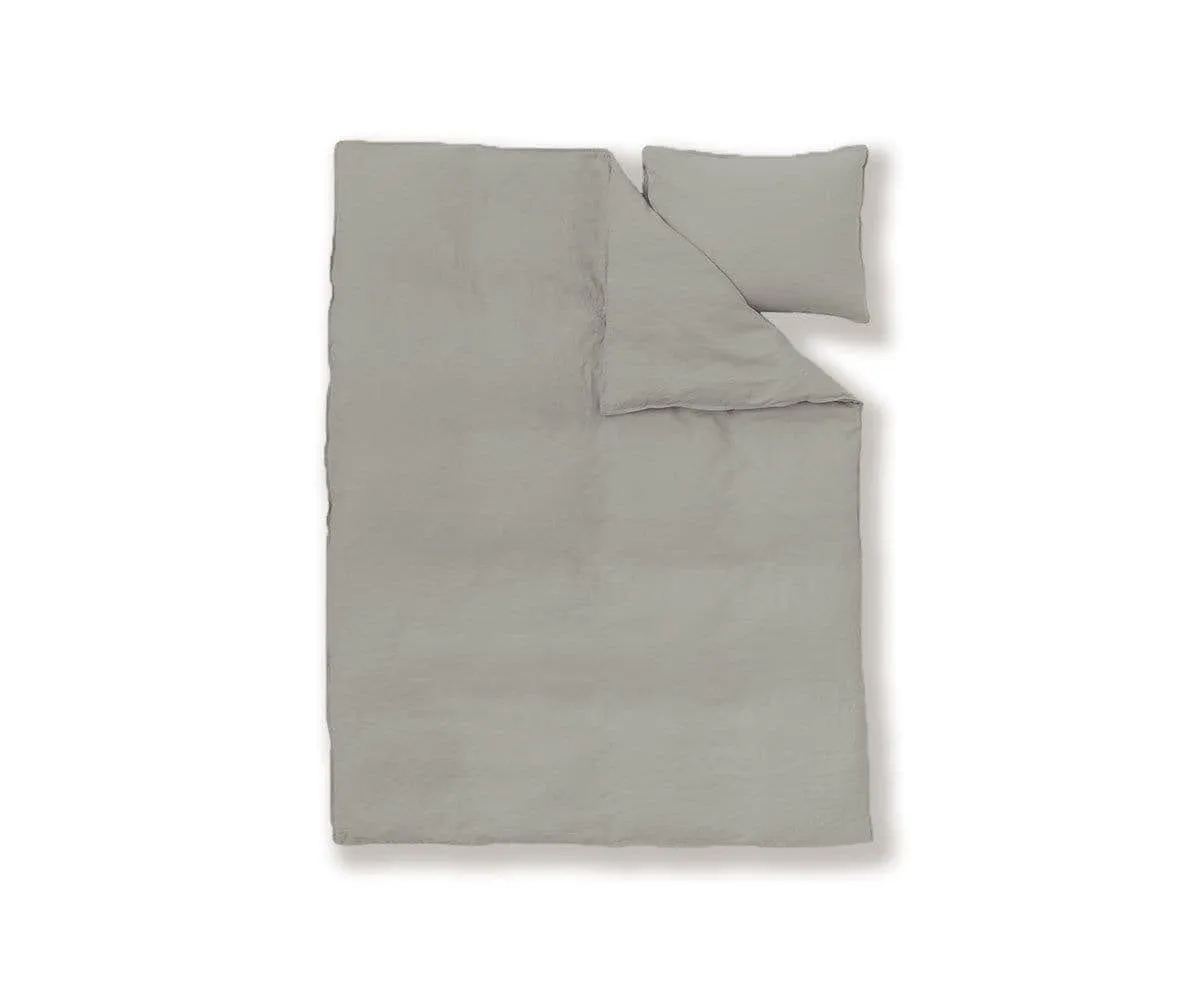 Laila Linen Duvet Cover   Shams Set - Grey