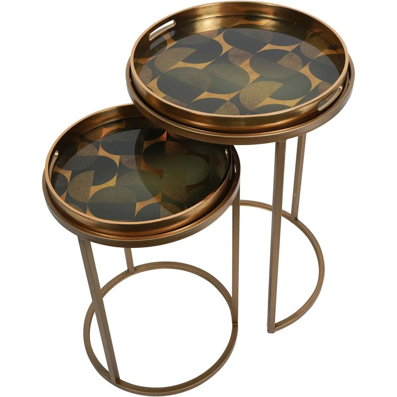 Libra Interiors Retro Pattern Side Tray Table – Set of 2