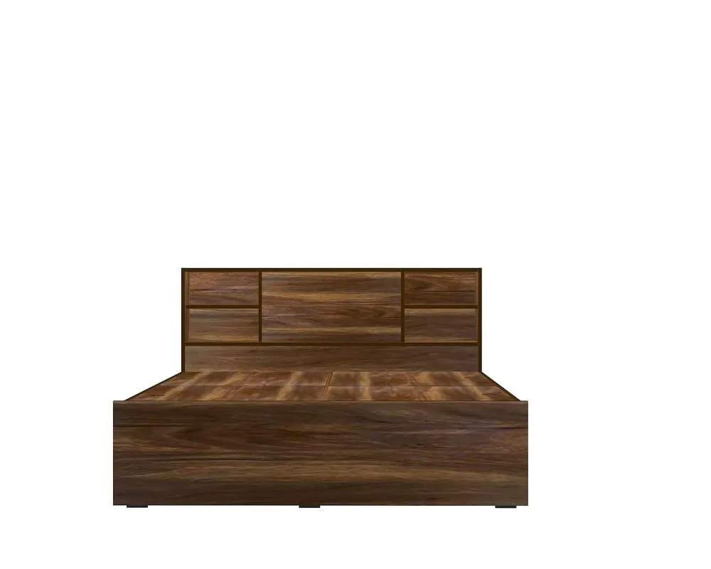 Magnus Engineered Wood Bed with Box Storage for Bedroom (Brown)