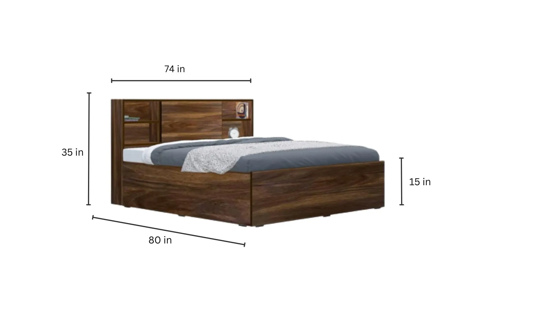 Magnus Engineered Wood Bed with Box Storage for Bedroom (Brown)