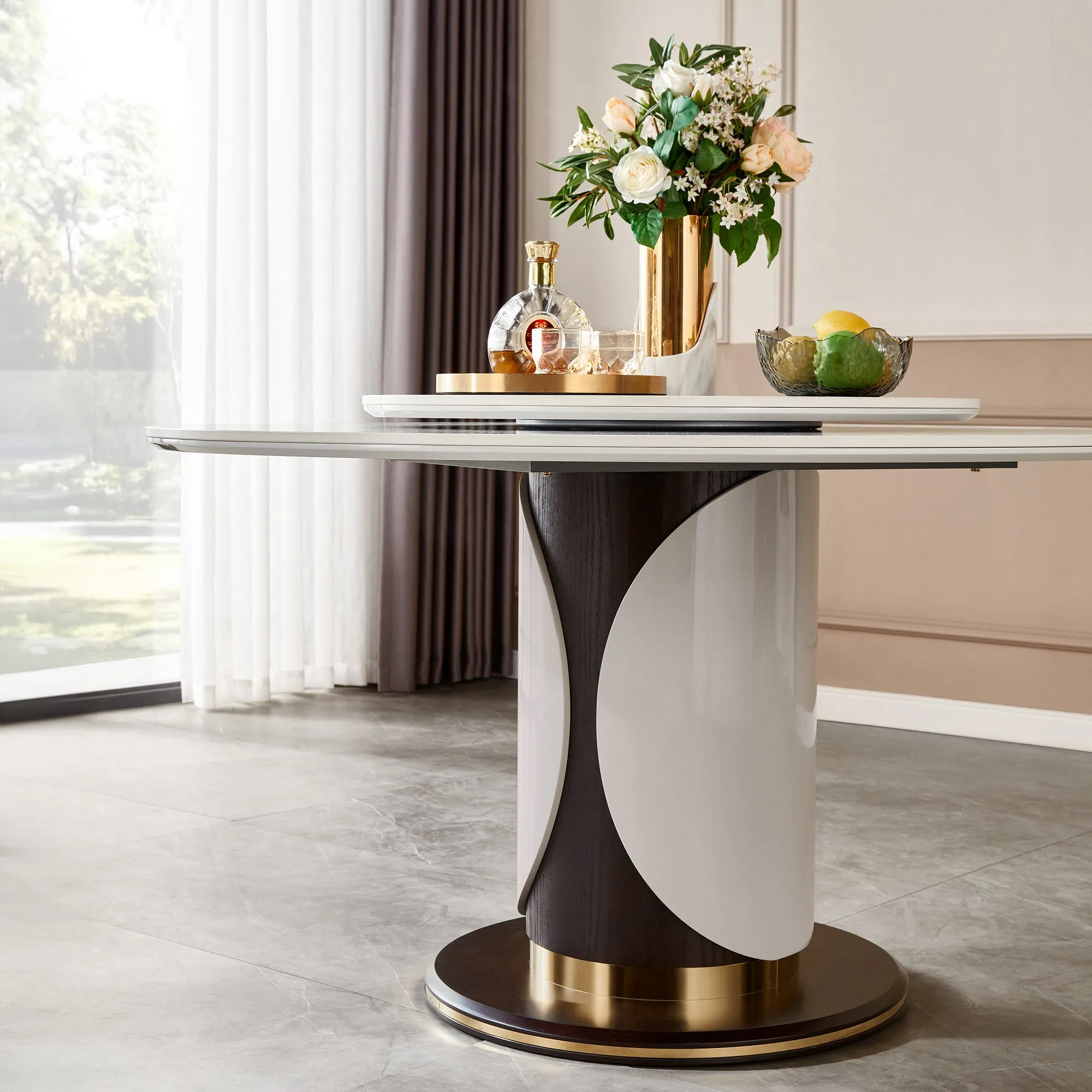 Luxurious MARBELLA Spin Rotating Glass Dining Table