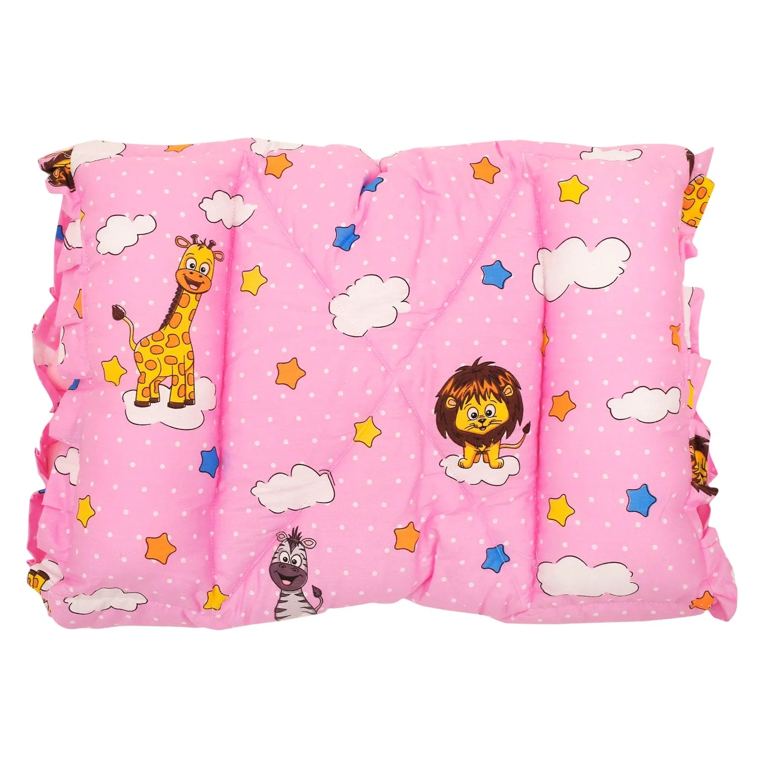 Mattress With Fixed Neck Pillow And Bolsters Flying Animals Pink