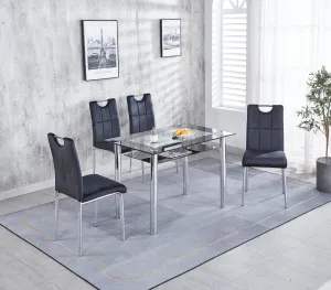 Milan Set of 4 Velvet Dining Chairs, Solid Chrome Frame available in Black & Grey