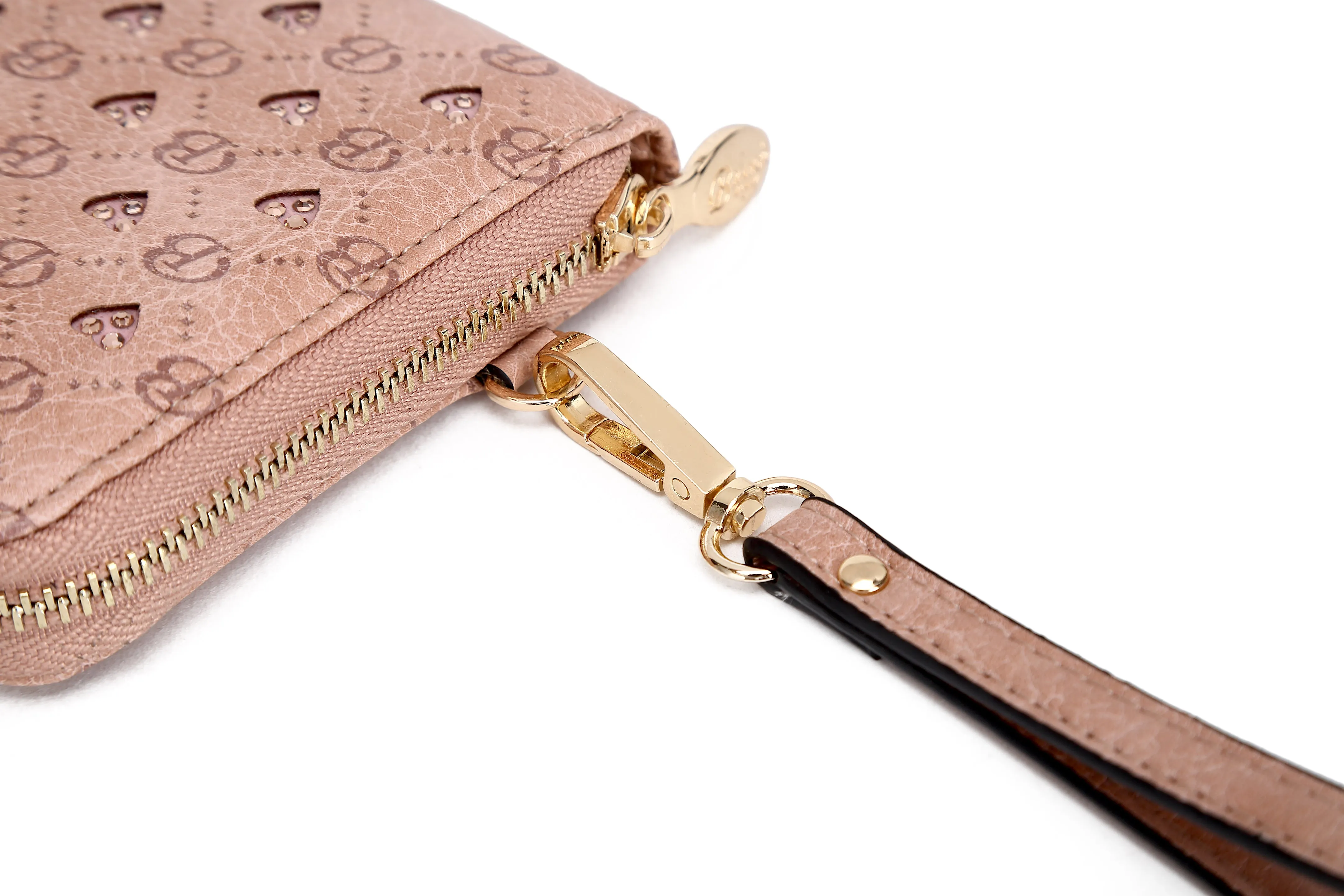 Millionaire Vegan Leather  Gem Crystal Wristlet Wallet