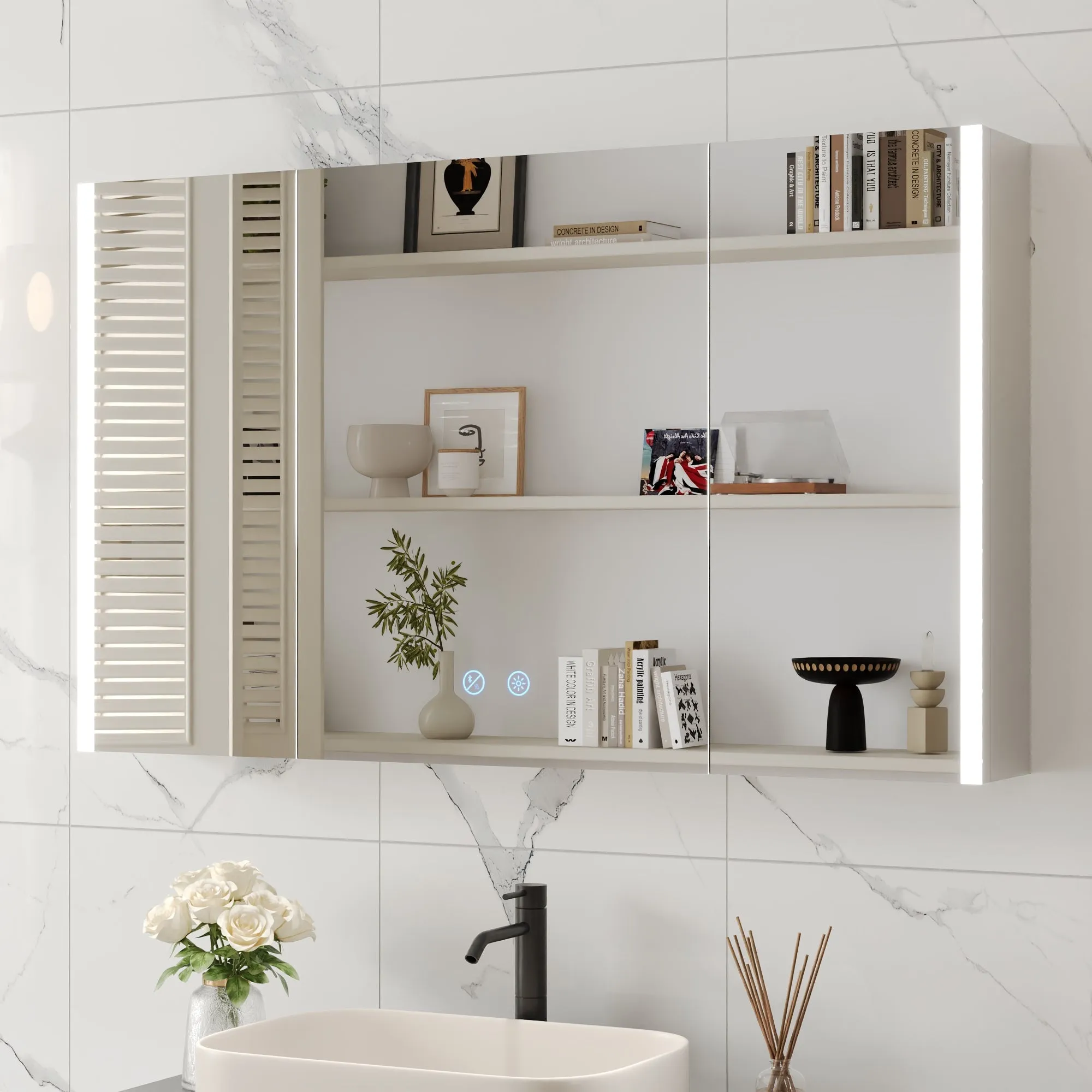 Mutiple Type of Doors Rectangular Bathroom Medicine Cabinet, with Mirror With Multiple Types