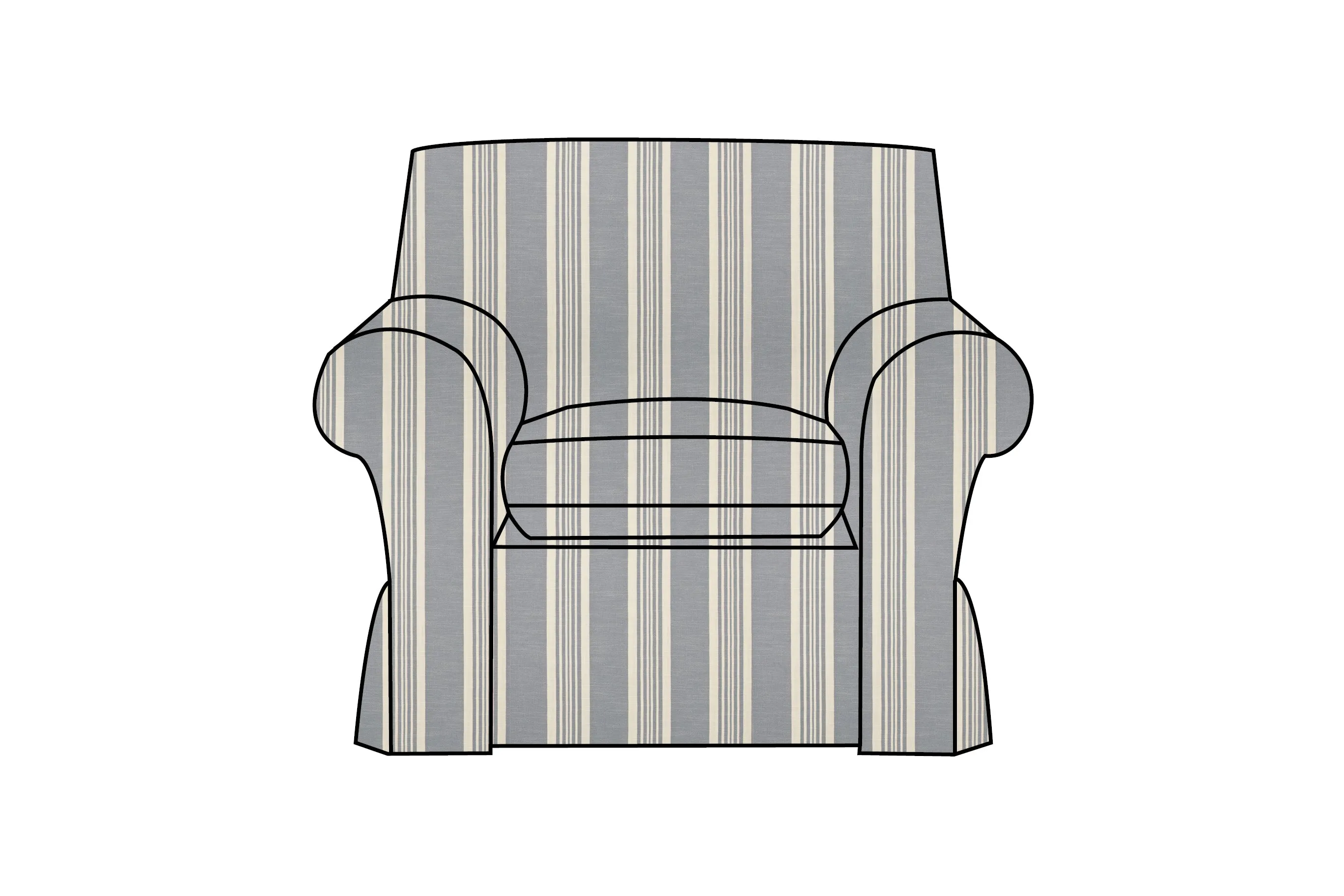 Newport | Armchair Extra Loose Cover | Capri Grey Stripe