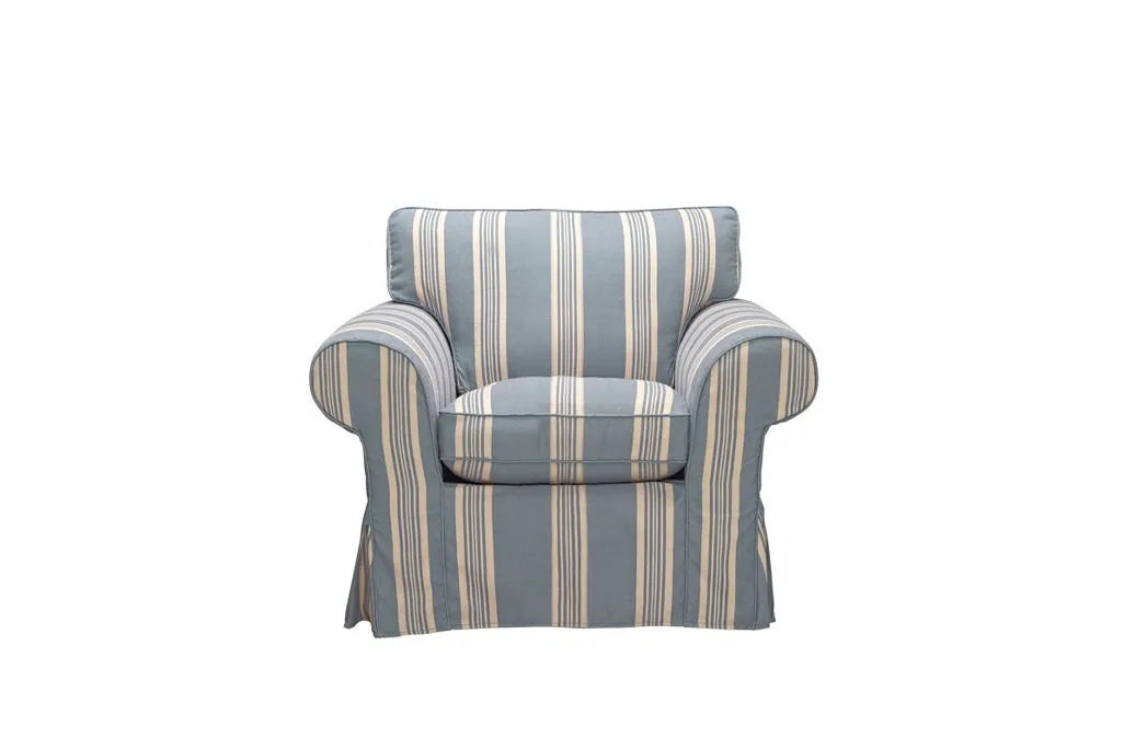 Newport | Armchair Extra Loose Cover | Capri Grey Stripe