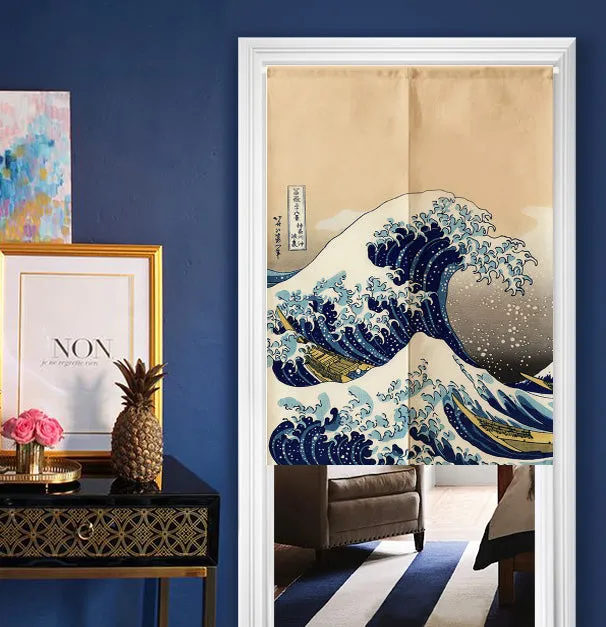 Noren | Curtain | Wall Hanging | Great wave off kanagawa