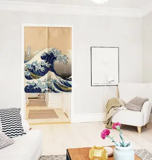 Noren | Curtain | Wall Hanging | Great wave off kanagawa