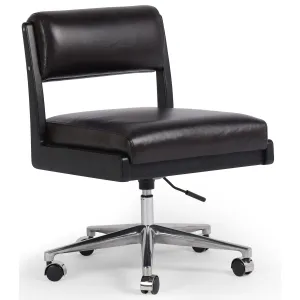 Norris Leather Desk Chair, Sonoma Black