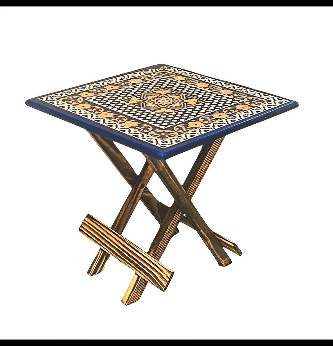 OXMIC Foldable Square Stool, Small Side Table for Indoor & Outdoor Use, Blue