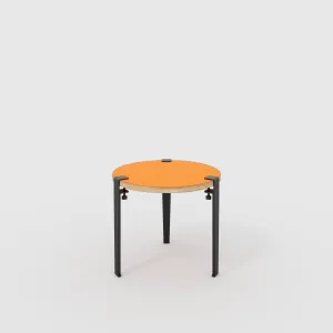 Plywood Round Side Table with Black Tiptoe Legs - Formica Levante Orange - 500(dia) x 430(h)