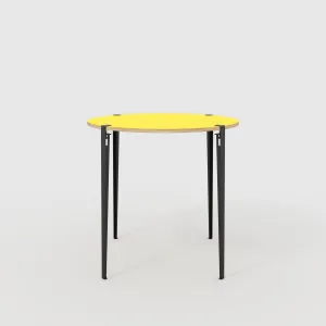 Plywood Round Table with Black Tiptoe Legs - Formica Chrome Yellow - 1200(dia) x 1100(h)