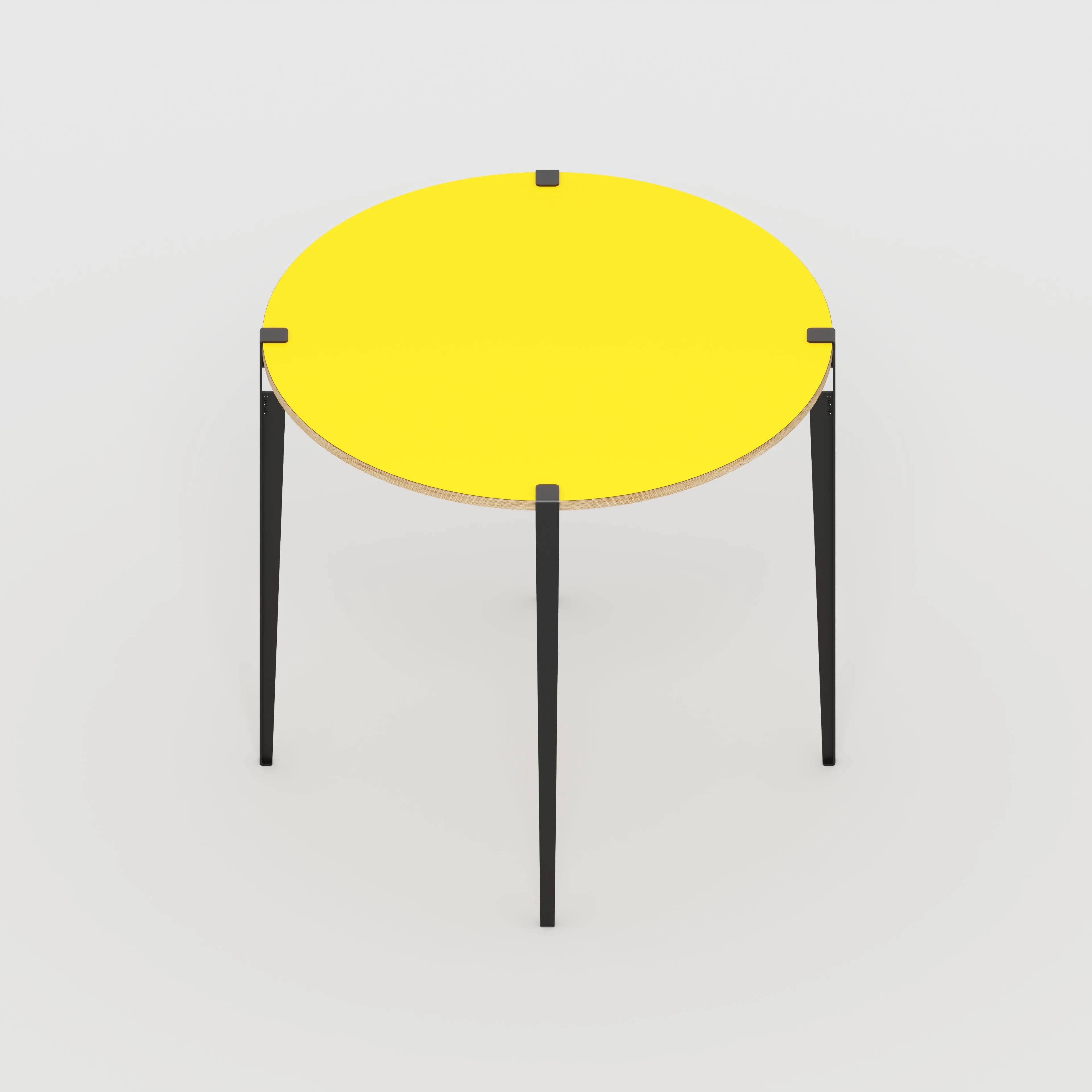 Plywood Round Table with Black Tiptoe Legs - Formica Chrome Yellow - 1200(dia) x 1100(h)