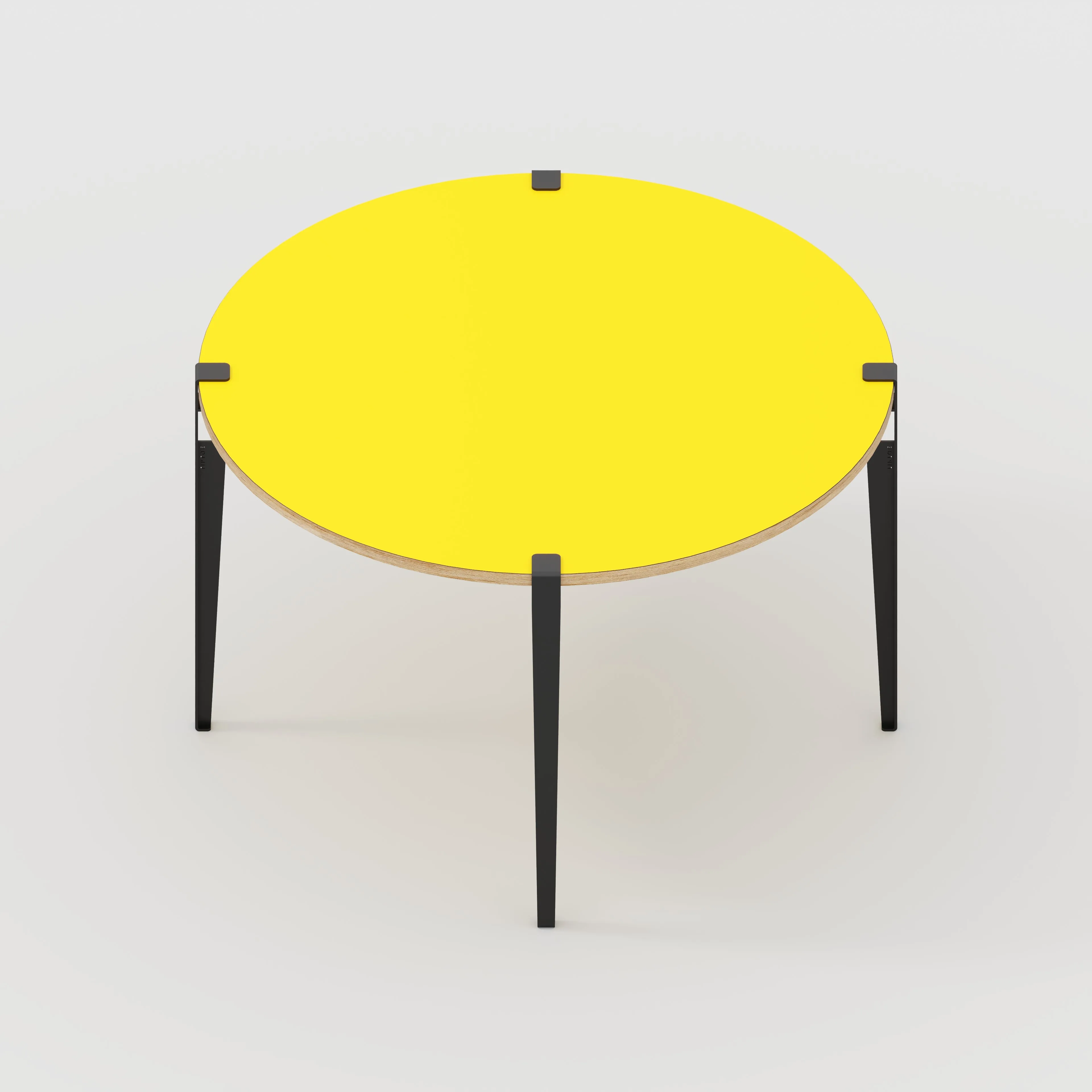 Plywood Round Table with Black Tiptoe Legs - Formica Chrome Yellow - 1200(dia) x 750(h)