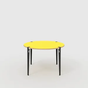 Plywood Round Table with Black Tiptoe Legs - Formica Chrome Yellow - 1200(dia) x 750(h)