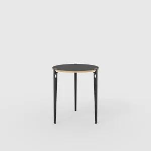 Plywood Round Table with Black Tiptoe Legs - Formica Diamond Black - 800(dia) x 900(h)