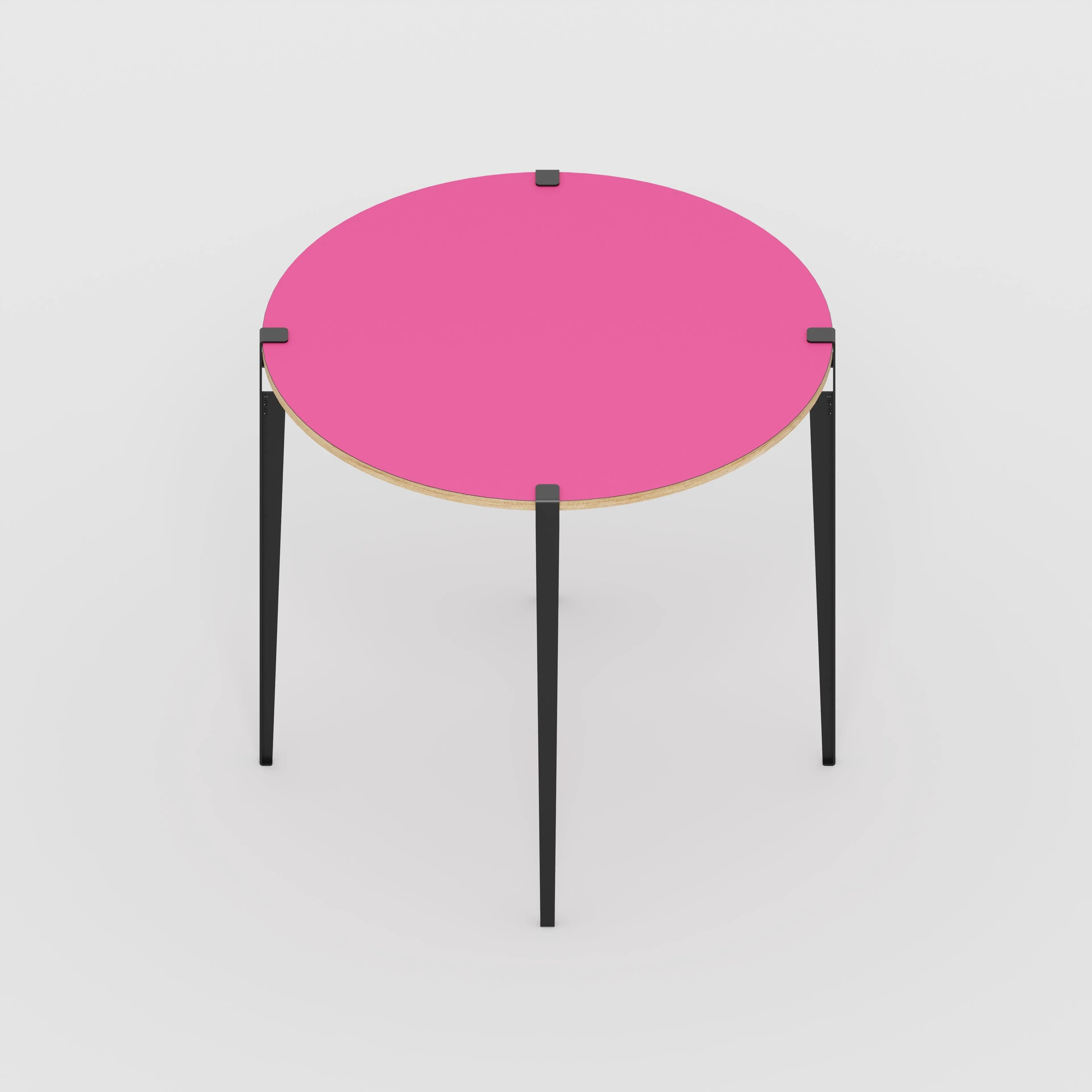 Plywood Round Table with Black Tiptoe Legs - Formica Juicy Pink - 1200(dia) x 1100(h)