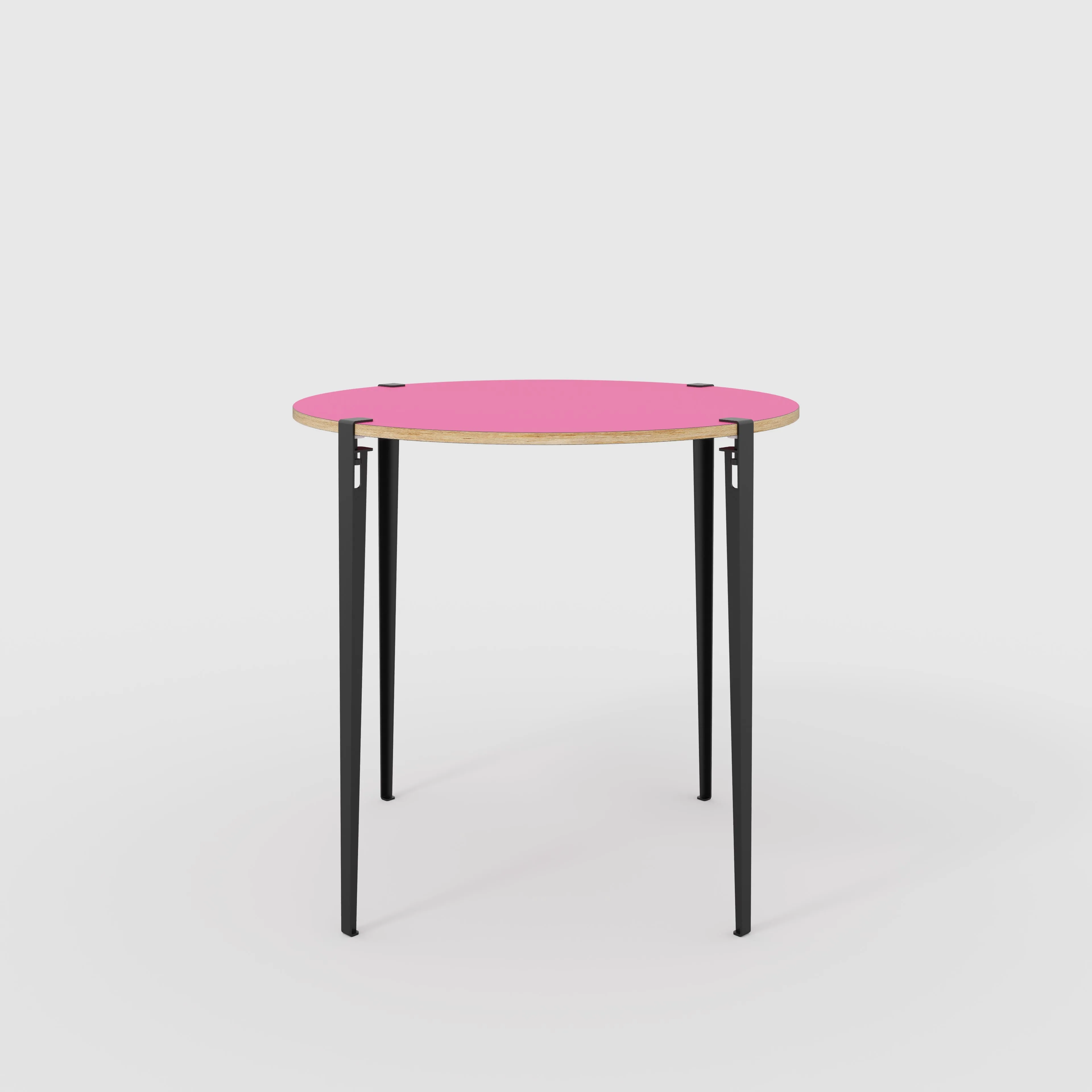 Plywood Round Table with Black Tiptoe Legs - Formica Juicy Pink - 1200(dia) x 1100(h)