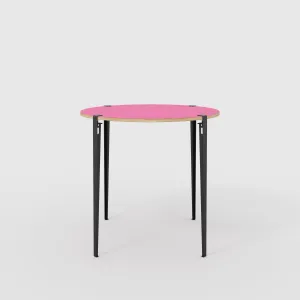 Plywood Round Table with Black Tiptoe Legs - Formica Juicy Pink - 1200(dia) x 1100(h)