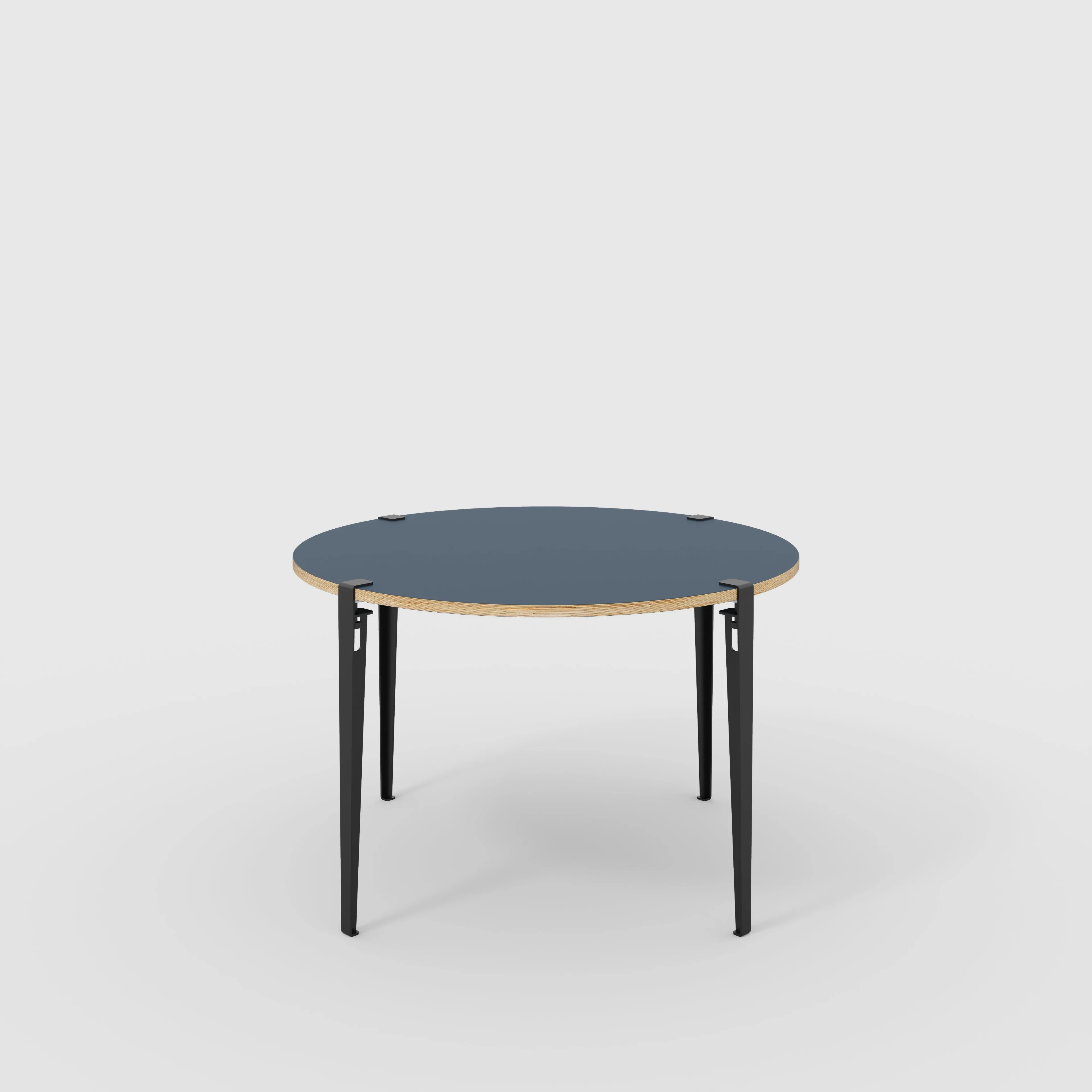 Plywood Round Table with Black Tiptoe Legs - Formica Night Sea Blue - 1200(dia) x 750(h)