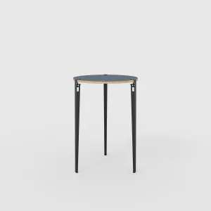 Plywood Round Table with Black Tiptoe Legs - Formica Night Sea Blue - 800(dia) x 1100(h)