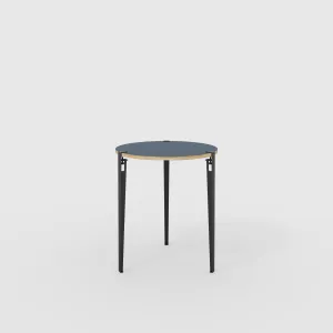 Plywood Round Table with Black Tiptoe Legs - Formica Night Sea Blue - 800(dia) x 900(h)