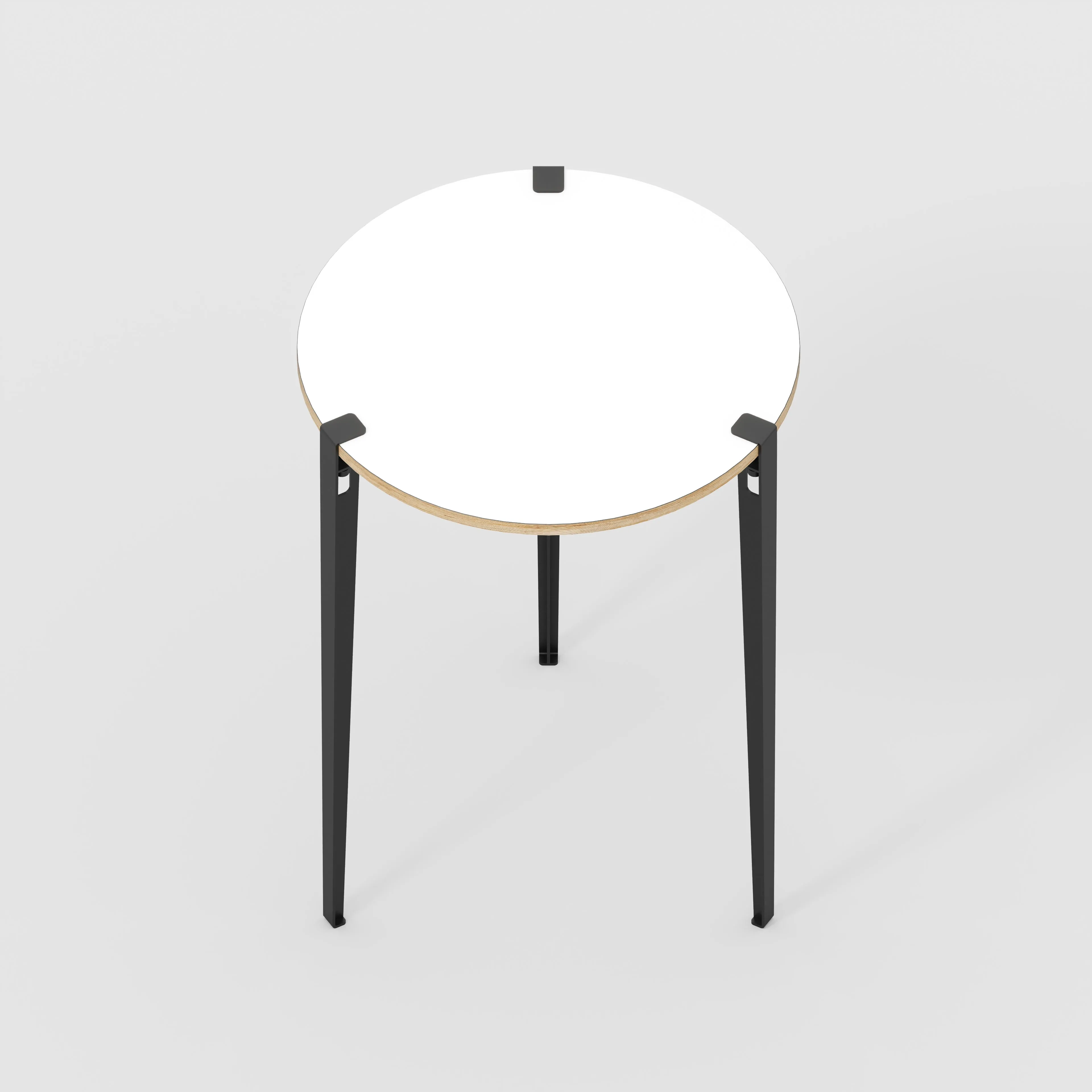 Plywood Round Table with Black Tiptoe Legs - Formica White - 800(dia) x 1100(h)